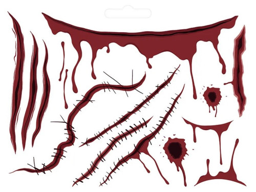 Scars temporary tattoos - 13 pcs.