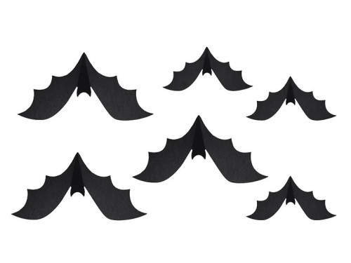 Paper Bats decoration - black, 6 pcs.