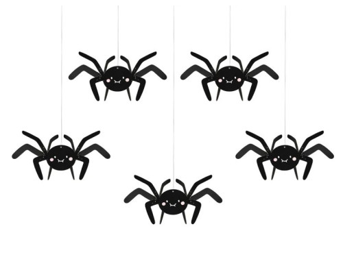 Paper Spiders decoration - black, 17 x 27 cm, 5 pcs.