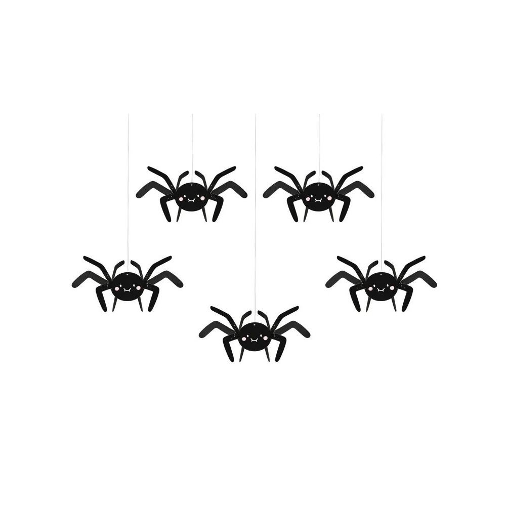 Paper Spiders decoration - black, 17 x 27 cm, 5 pcs.