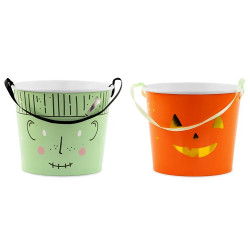 Halloween candy buckets - 13,5 cm, 2 pcs.