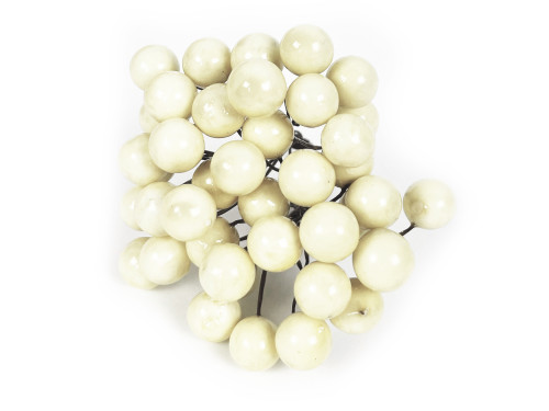Rowan fruits on wires - cream, 13 cm, 20 pcs.
