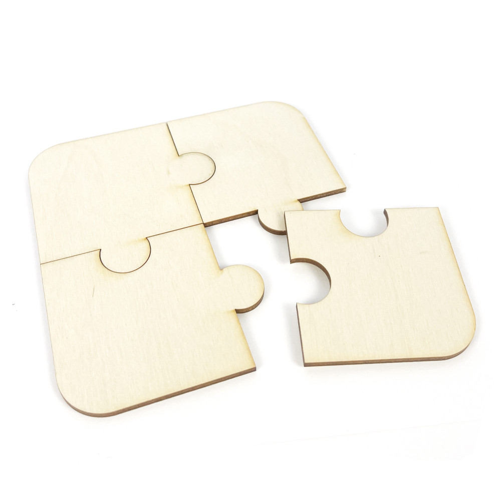 Puzzle drewniane, komplet - Simply Crafting - 11,8 cm, 4 szt.
