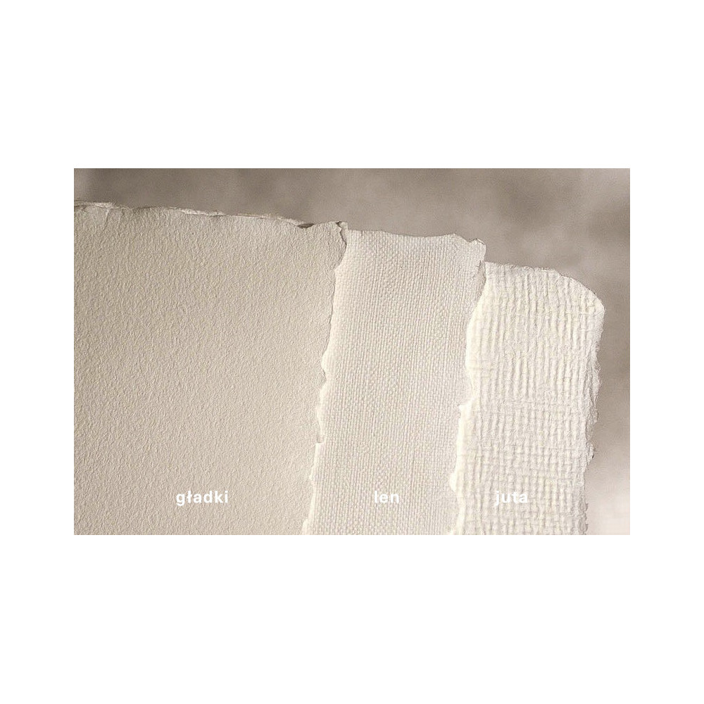 Papier czerpany - Kalander - biały, len, A4