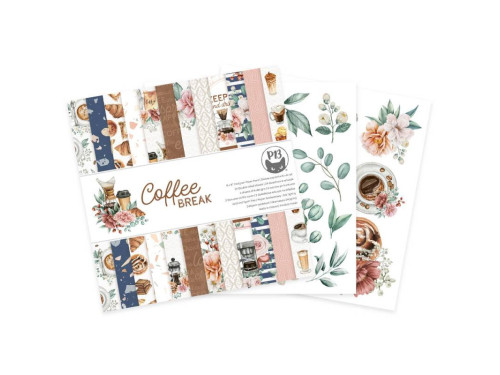 Set of scrapbooking papers 15,3 x 15,3 cm - Piątek Trzynastego - Coffee Break