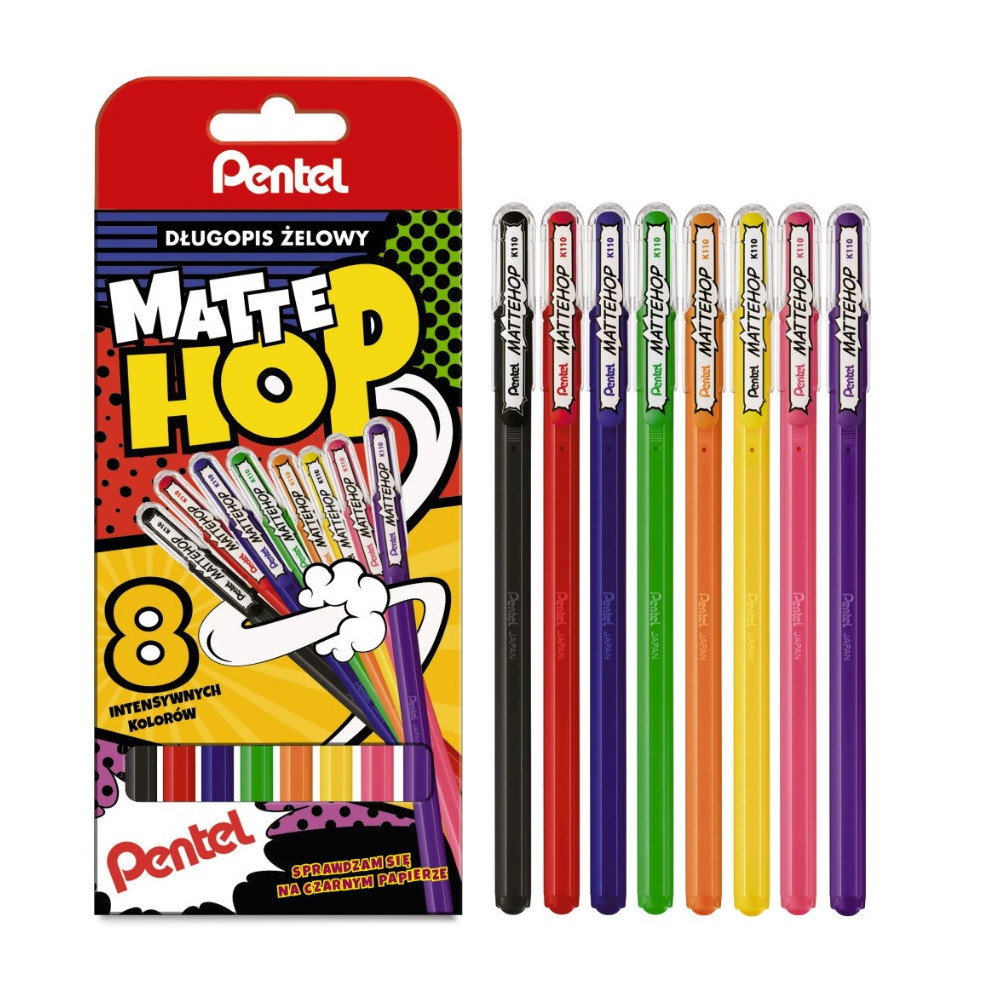 Zestaw długopisów żelowych Mattehop - Pentel - 8 kolorów
