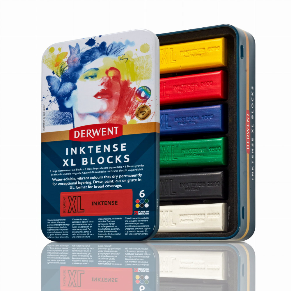 Zestaw tuszów akwarelowych Inktense XL w sztyfcie - Derwent - 6 kolorów