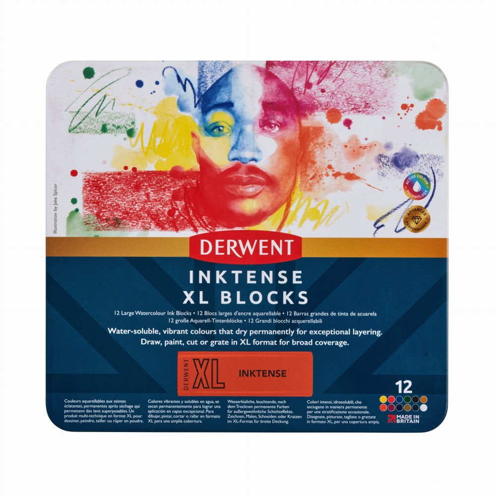 Set of Inktense XL Blocks paint - Derwent - 12 pcs.