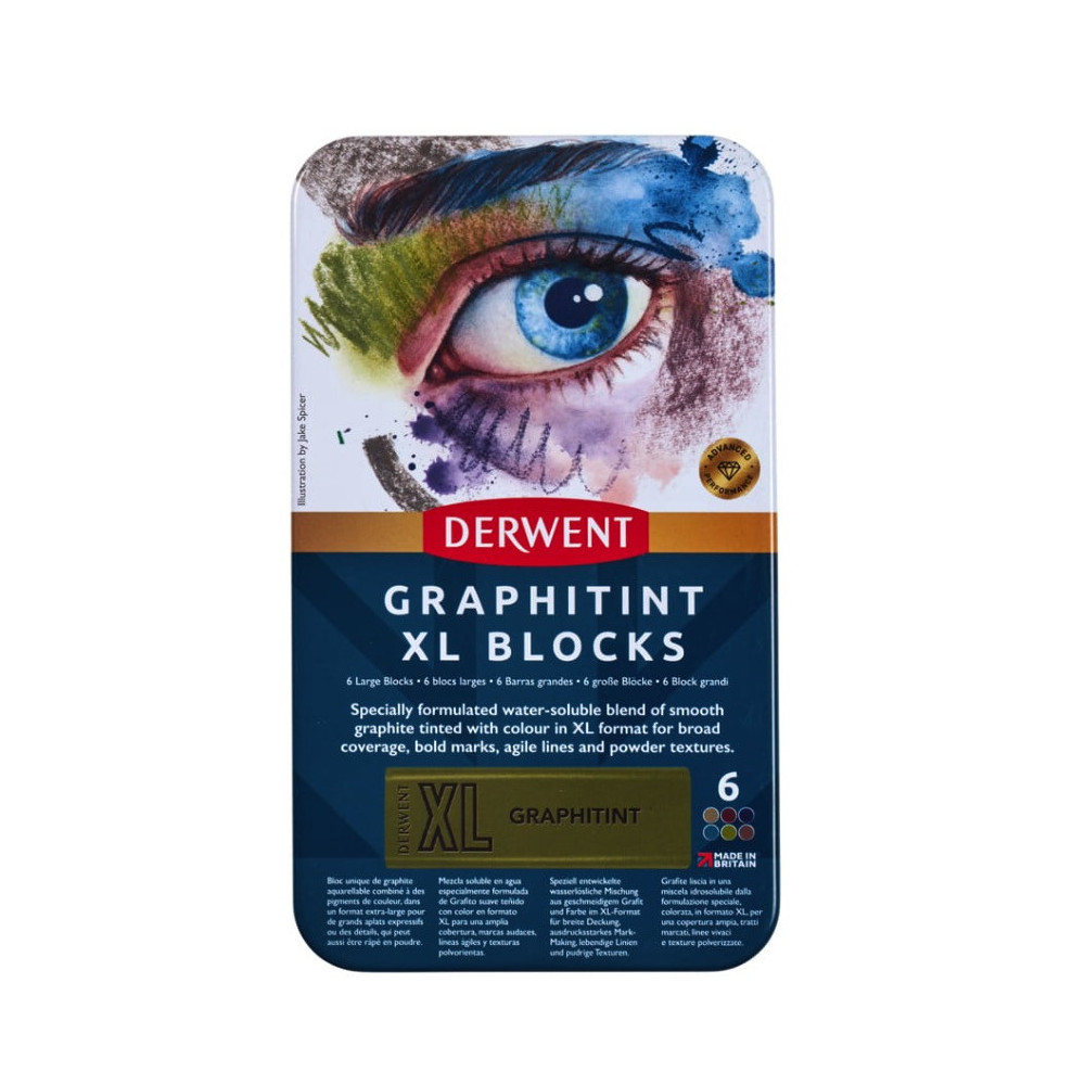 Zestaw tuszów akwarelowych Graphitint XL w sztyfcie - Derwent - 6 kolorów