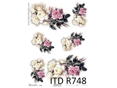 Papier do decoupage A4 - ITD Collection - ryżowy, R748