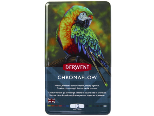 Zestaw kredek Chromaflow w metalowej kasecie - Derwent - 12 kolorów