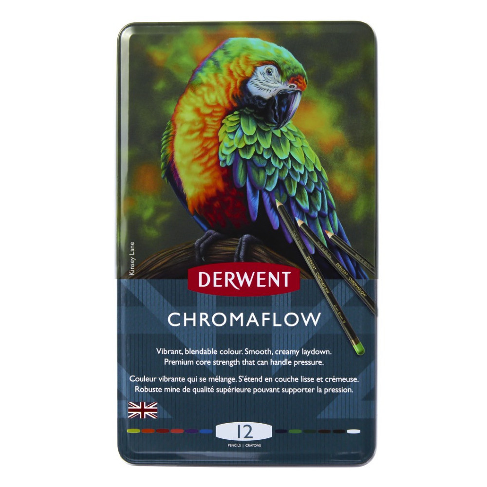 Zestaw kredek Chromaflow w metalowej kasecie - Derwent - 12 kolorów