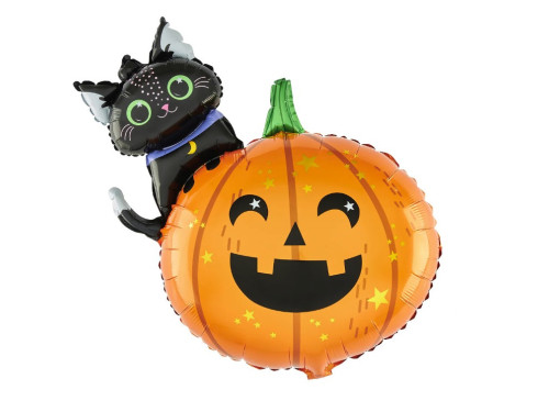 Pumpkin with cat foil balloon - 69 x 84 cm