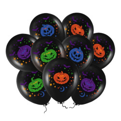 Balony lateksowe na Halloween Dynie - czarne, 30 cm, 9 szt.
