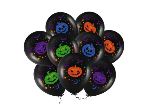 Balony lateksowe na Halloween Dynie - czarne, 30 cm, 9 szt.