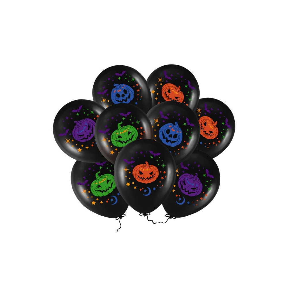 Balony lateksowe na Halloween Dynie - czarne, 30 cm, 9 szt.