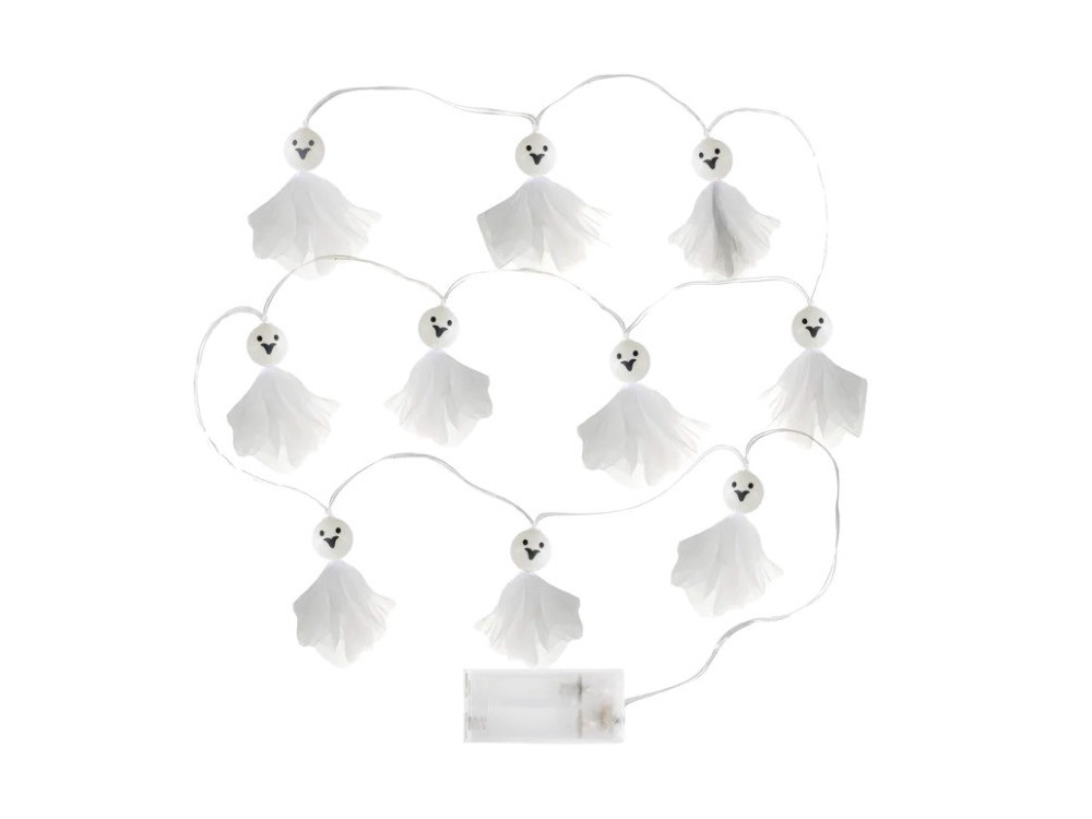 Ghosts LED Halloween lights - white, warm light, 2 m