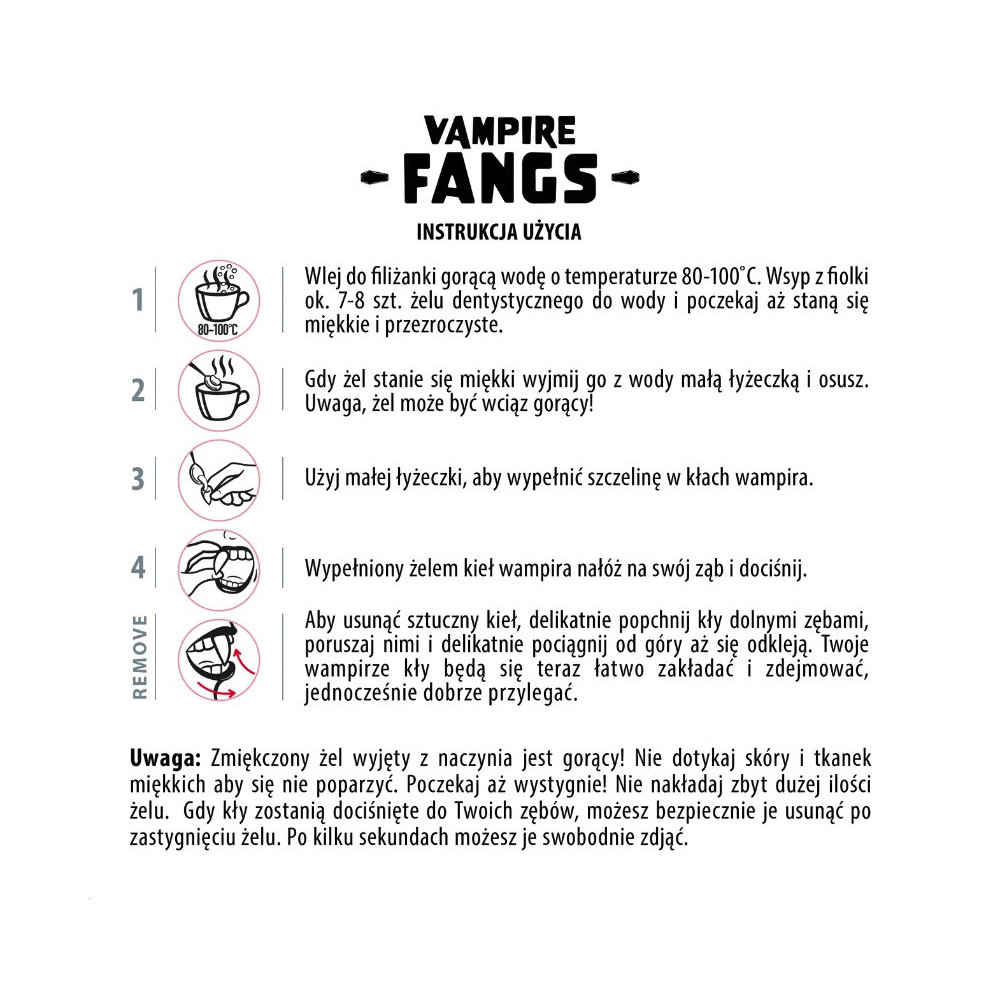 Halloween vampire fangs - 15 mm, 2 pcs.
