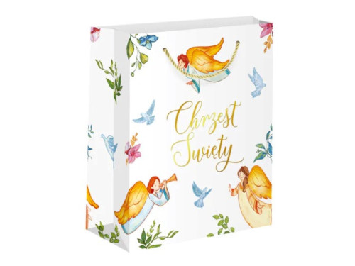 Gift paper bag for Baptism, Angels - 10 x 15 x 20 cm