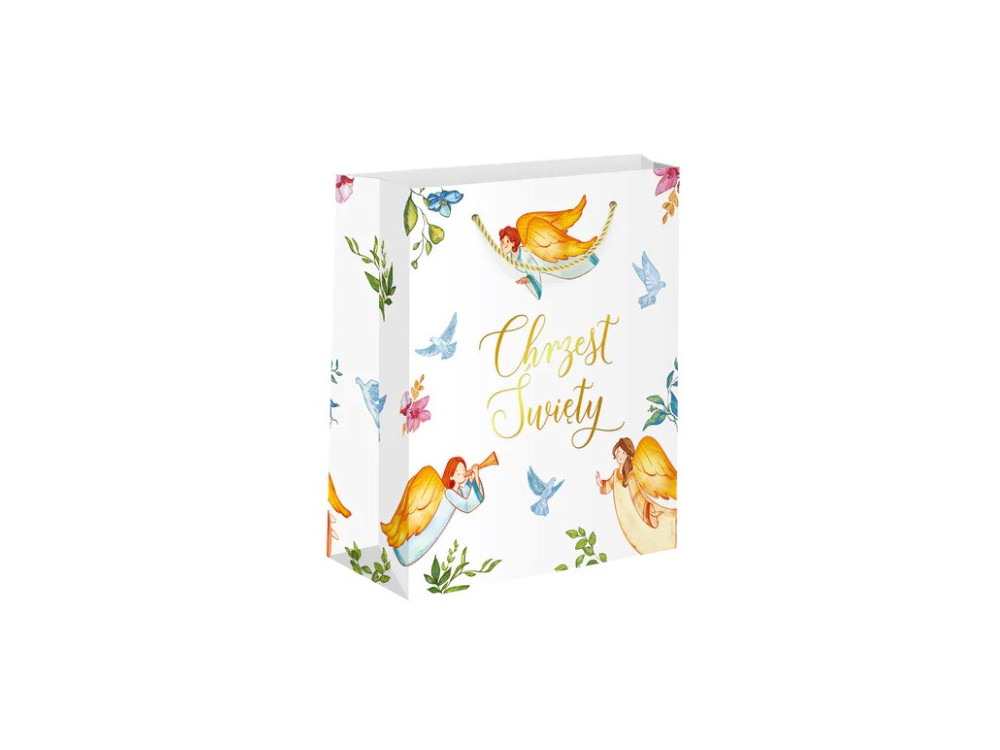 Torebka na prezent Chrzest Święty, Anioły - 10 x 15 x 20 cm