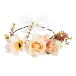 Wianek, opaska na głowę z kwiatami - brzoskwiniowy, 17 cm