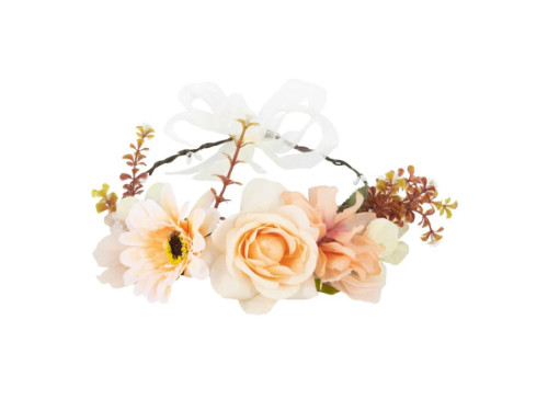 Flower wreath, headband - apricot, 17 cm
