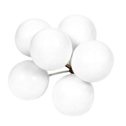 Baubles on wires - white, 20 mm, 6 pcs.
