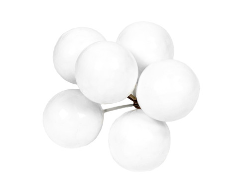 Baubles on wires - white, 20 mm, 6 pcs.