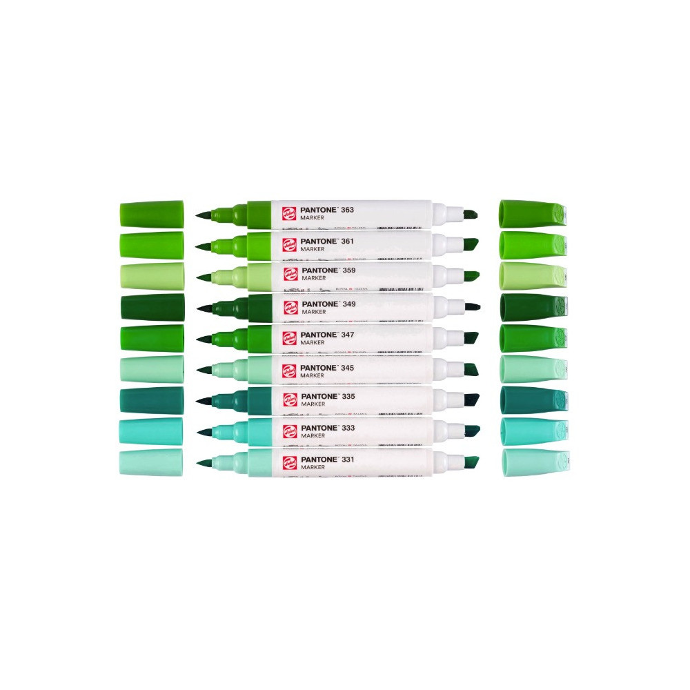 Set of Pantone pigment markers - Talens - Green, 9 pcs.