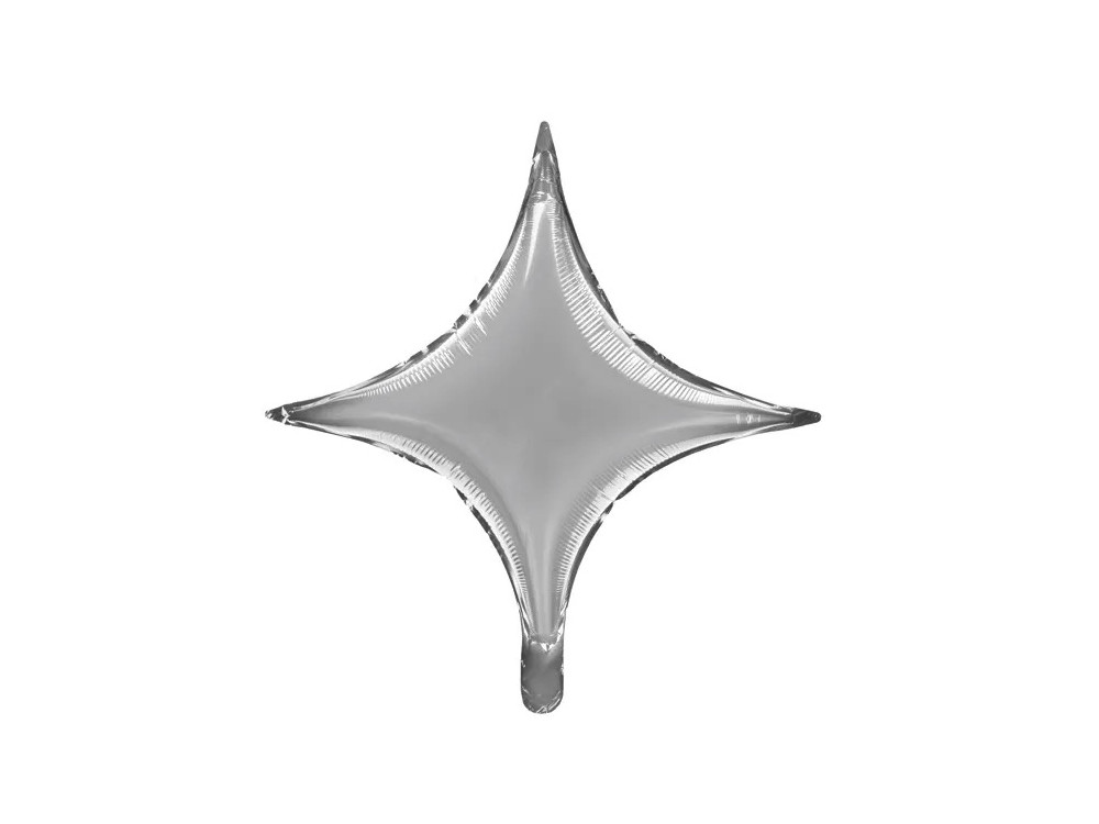 Balon foliowy Gwiazda 4-ramienna - srebrny, 45 cm