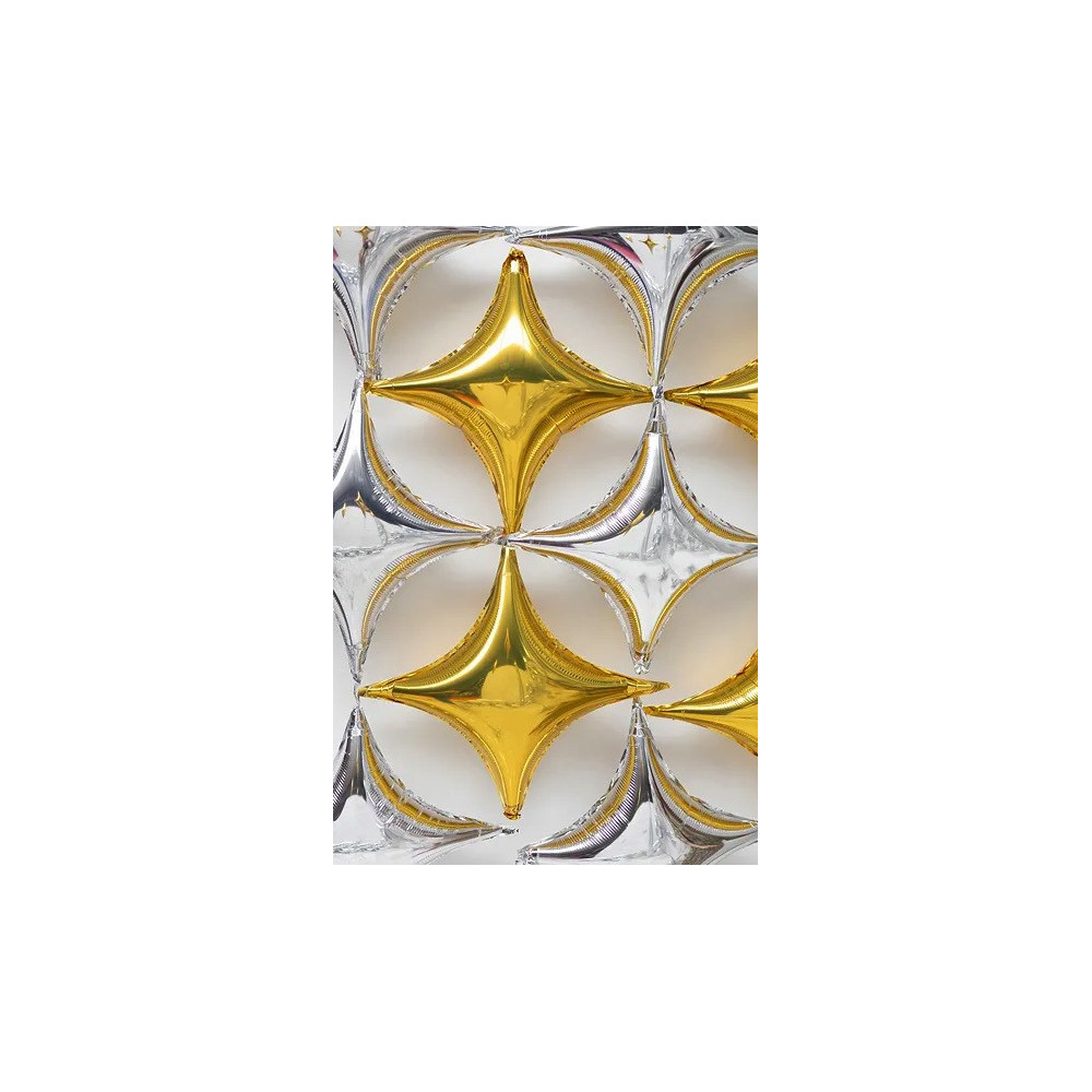 Balon foliowy Gwiazda 4-ramienna - srebrny, 45 cm