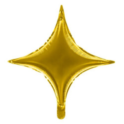 Balon foliowy Gwiazda 4-ramienna - złoty, 45 cm
