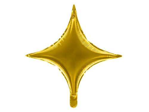 Balon foliowy Gwiazda 4-ramienna - złoty, 45 cm