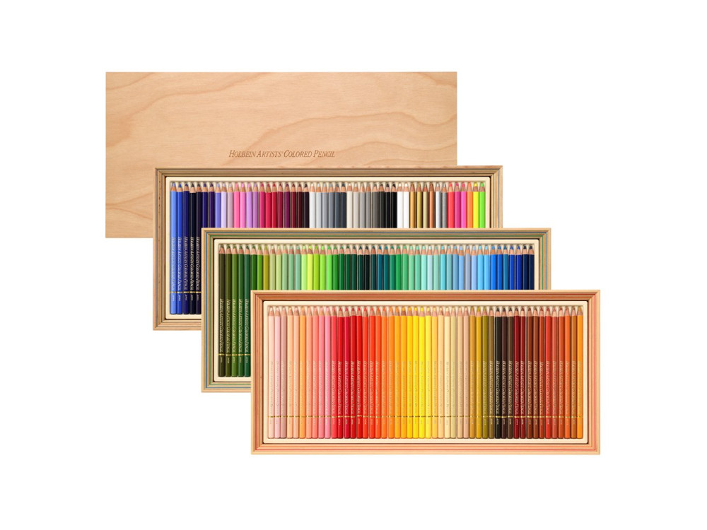 Set of Artists' Colored Pencils in Wooden Box - Holbein - 150 pcs.