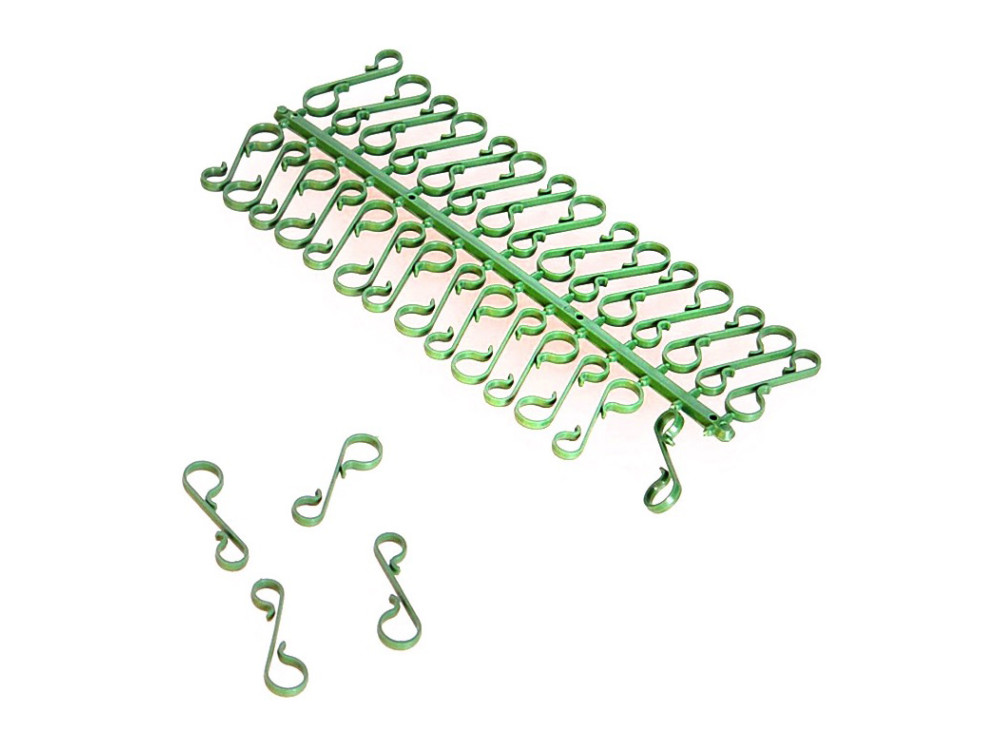 Plastic baubles, pendants hangers - green, 33 mm, 60 pcs.