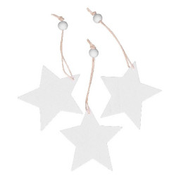 Wooden stars pendants - white, 7 cm, 3 pcs.