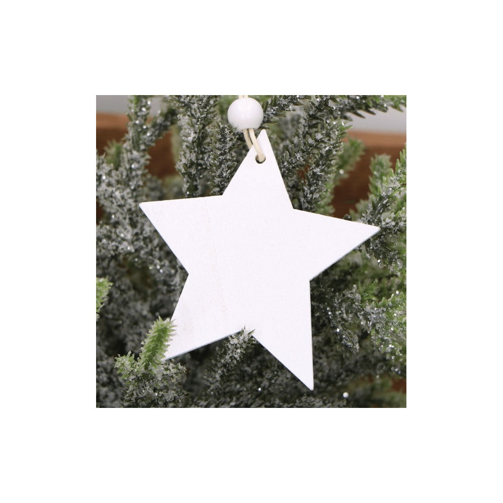 Wooden stars pendants - white, 7 cm, 3 pcs.