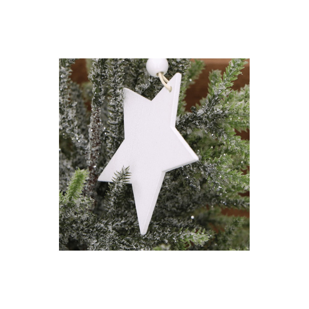 Zawieszki drewniane Gwiazdki - białe, 7 cm, 3 szt.