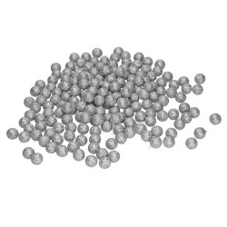 Styrofoam glitter balls - silver, 1,5 cm, 65 pcs.