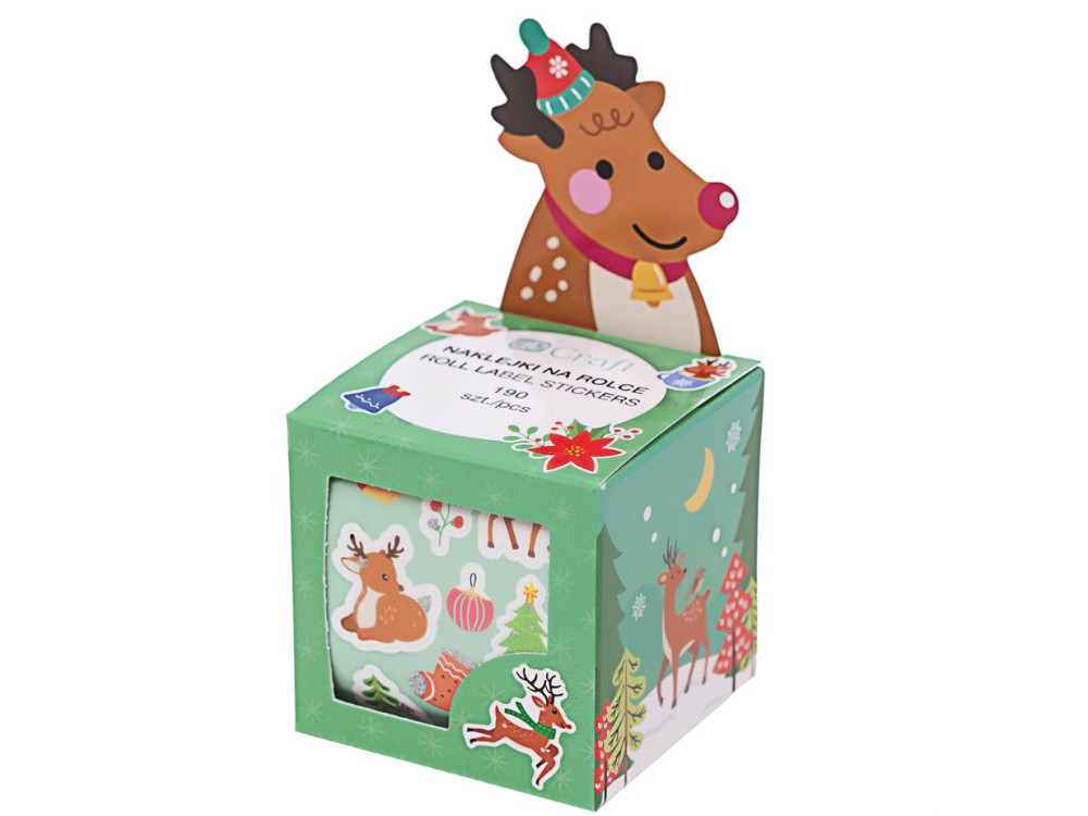 Roll label stickers, Reindeers - DpCraft - 190 pcs.