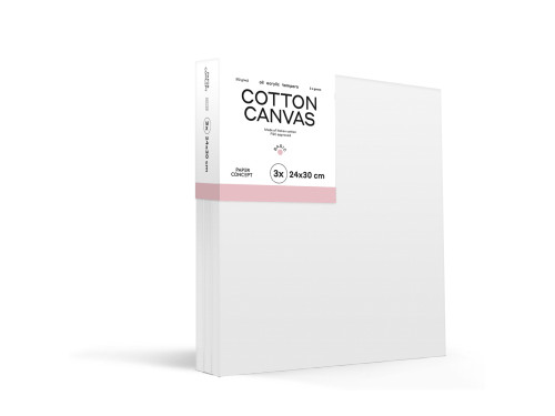 Cotton stretched canvas Basic - PaperConcept - 24 x 30 cm 3 pcs.