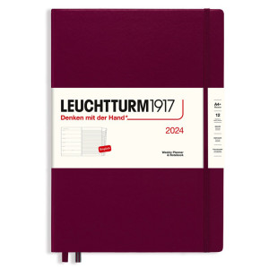 Leuchtturm 1917 Weekly Planner and Notebook 2024 Port Red Medium A5 Hard  Cover