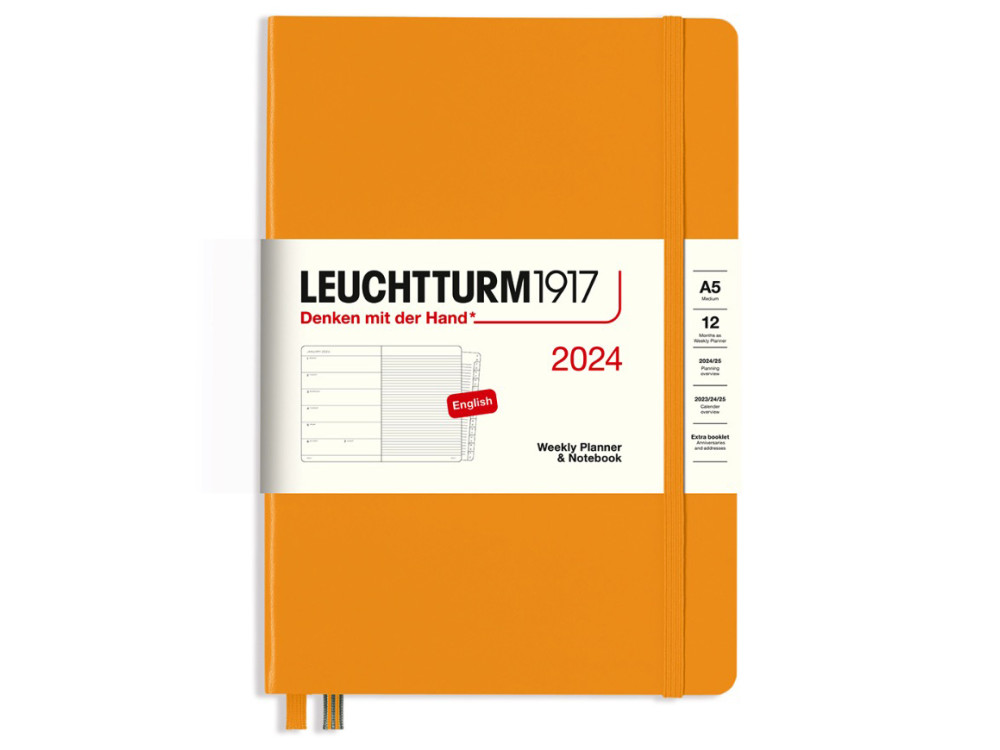 Leuchtturm 1917 Weekly Planner and Notebook 2024 Port Red Medium A5 Hard  Cover