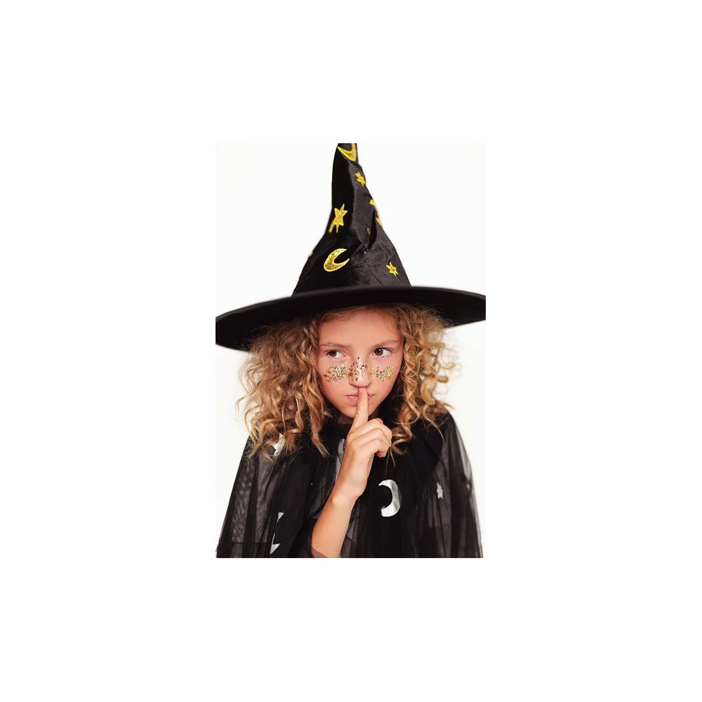 Peleryna w gwiazdki i księżyce - czarna