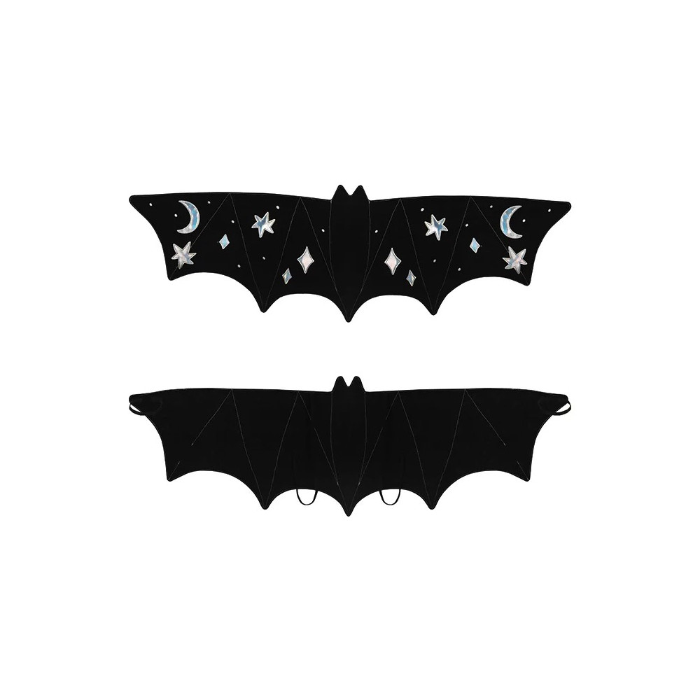 Bat wings with stars and moon - black