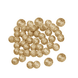 Styrofoam glitter balls - gold, 1-2 cm, 30 pcs.