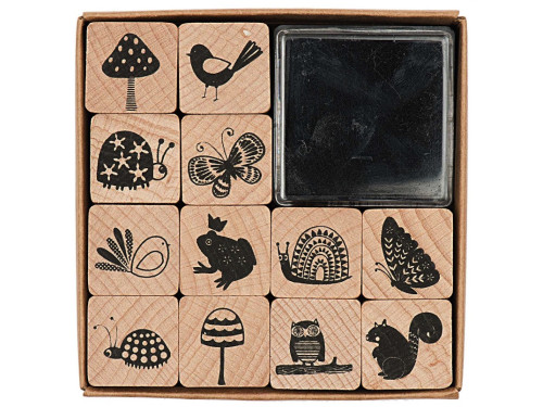 Wooden stamp set, In The Woods - Paper Poetry - 12 pcs.