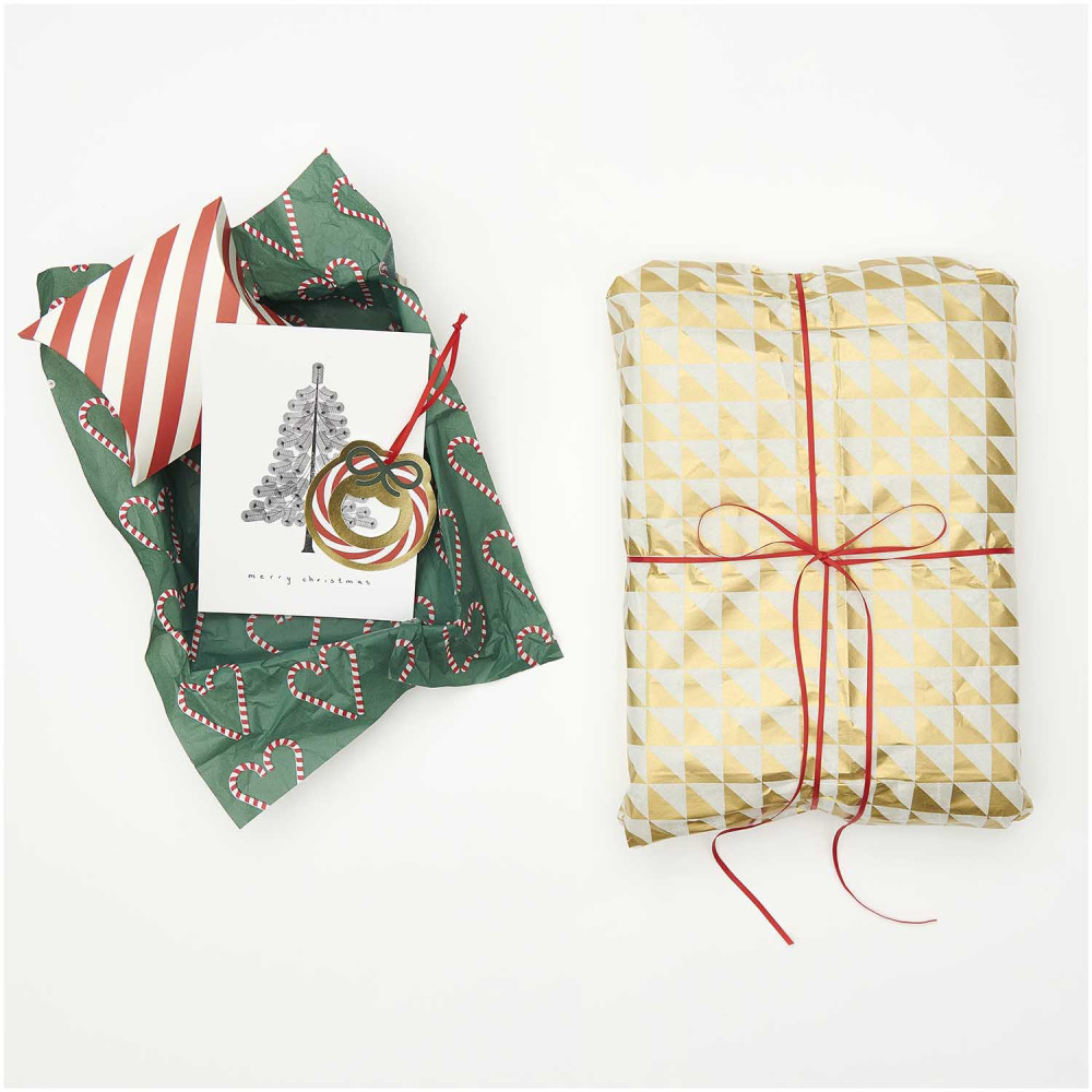 Gift wrapping tissue paper - Paper Poetry - Candy Cane Hearts, 5 pcs.