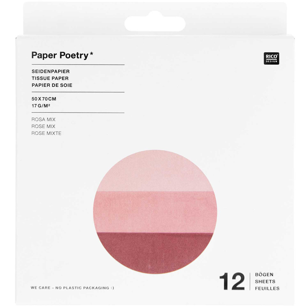 Bibuła do pakowania prezentów - Paper Poetry - Rose, 12 szt.