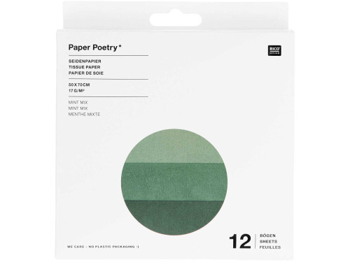 Gift wrapping tissue paper - Paper Poetry - mint, 12 pcs.